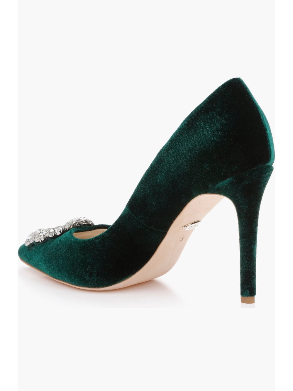 Badgley Mischka Collection Cher Crystal
Embellished Pump in Emerald Green Velvet - Picture 4 of 10